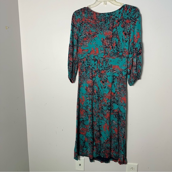 EUC Womens Anne Giorgio Teal Pink Black Large L Dress Mid Calf - Picture 3 of 3